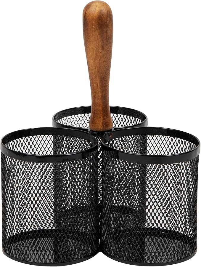 Mind Reader Utensil Holder, Cutlery Holder, Metal Mesh, 7.5"L x 7.5"W x 9.75"H - Image 7