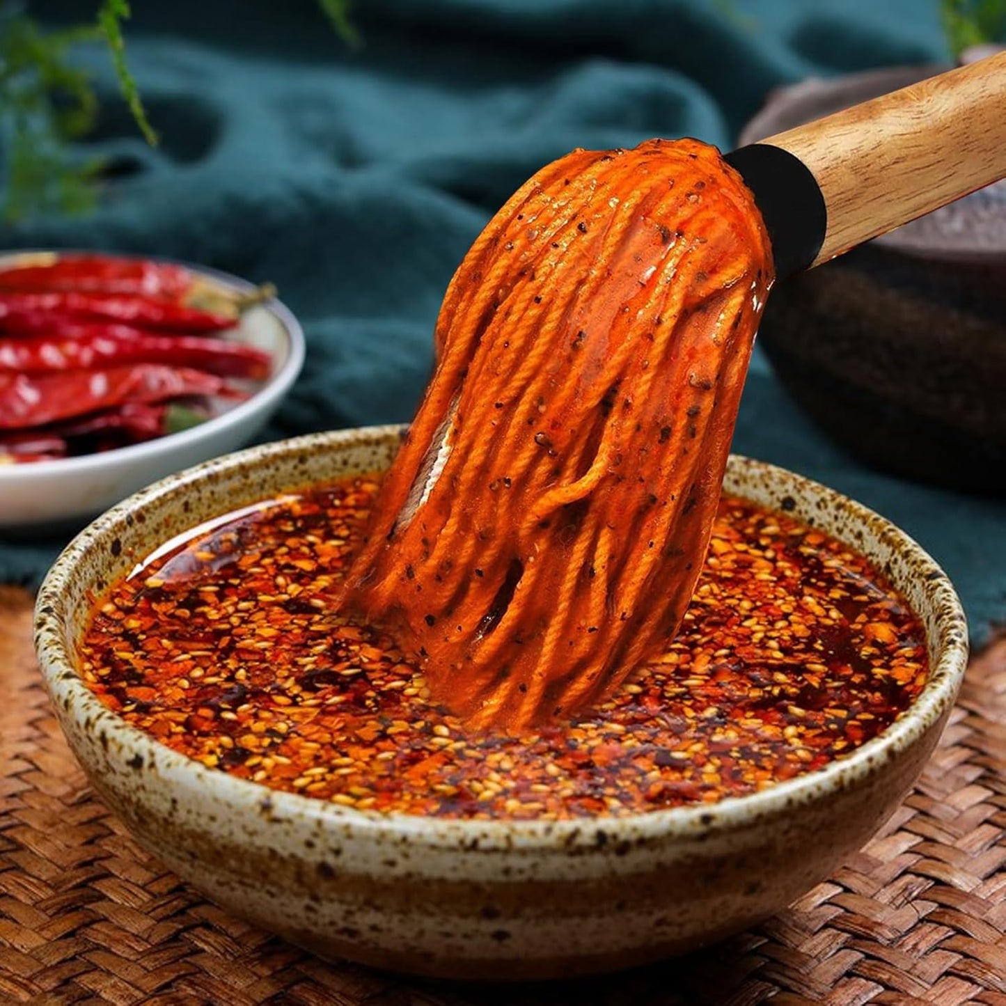 GEEKHOM Grill Basting Mop, Grilling Basting Mops Brushes with Long Wood Handle and Replacement Heads BBQ Sauce Brush for Barbecue Baking Smoking Roasting Steak Cooking, 18+14inch