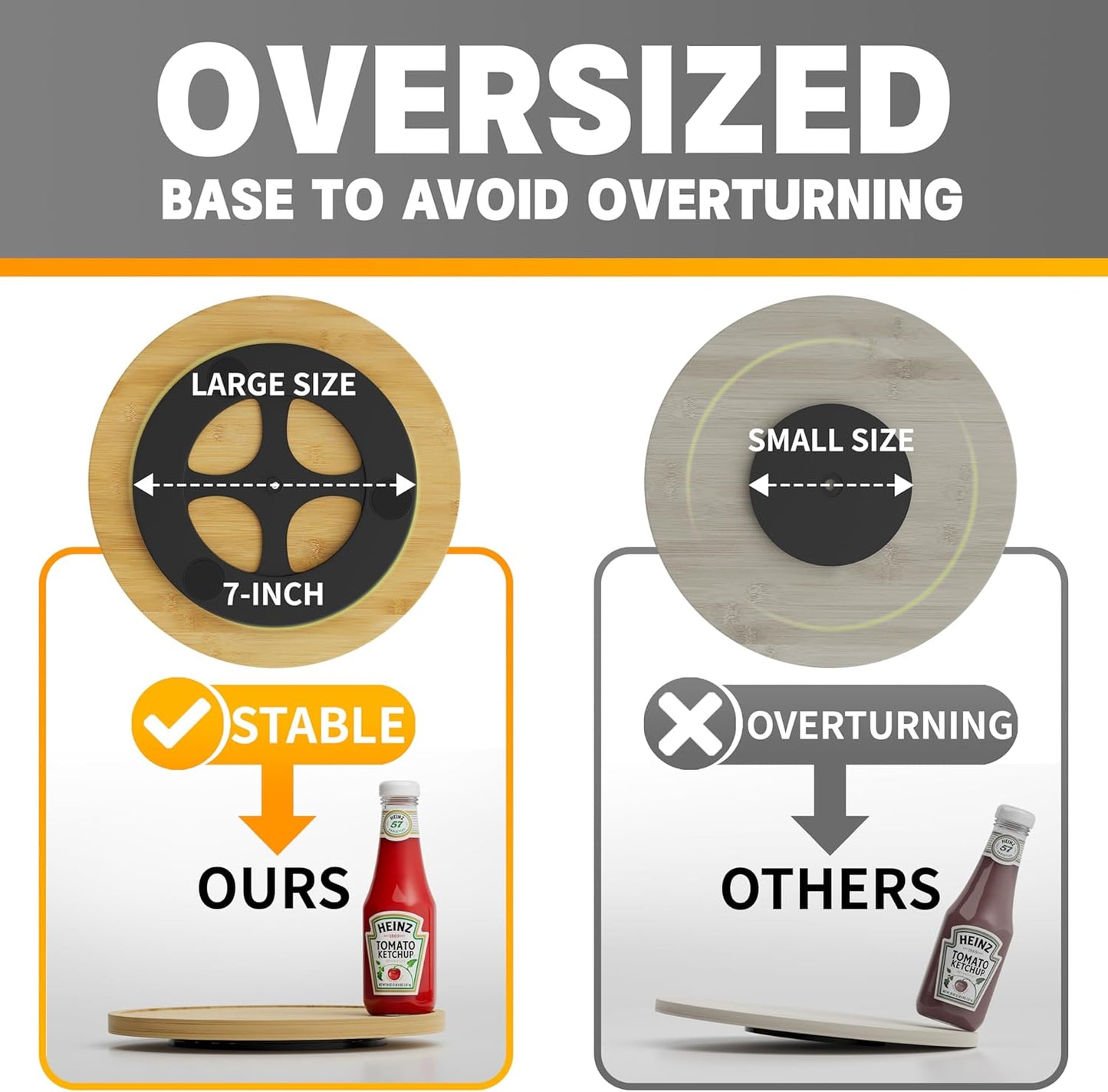 Lazy Susan Organizer Homerays 10 Inch Non-Skid Bamboo Lazy Susan for Kitchen Rotating Spice Rack for Kitchen Cabinet, Wood Turntable for Kitchen Countertop Organizer