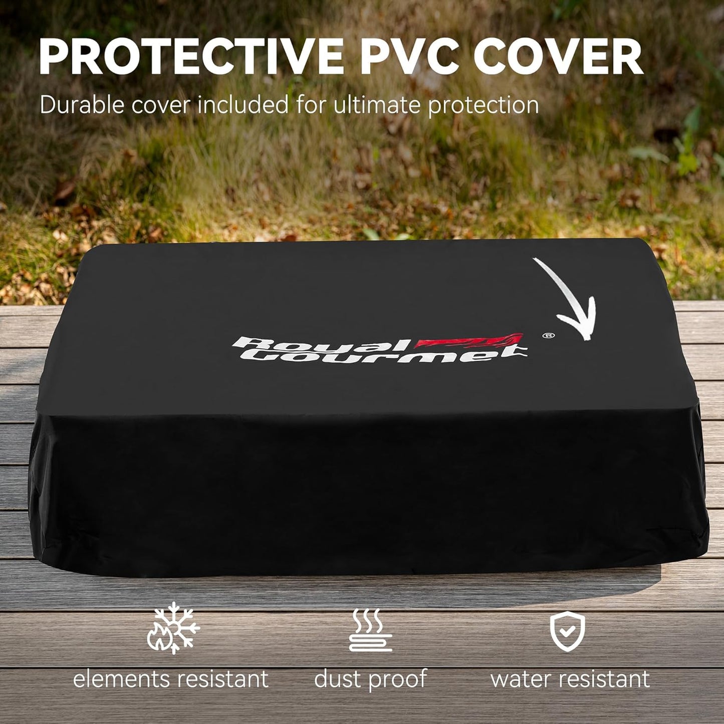 Royal Gourmet PD1301S Portable 24-Inch 3-Burner Table Top Gas Grill Griddle with Cover, 25,500 BTUs, Outdoor Cooking Camping or Tailgating, Black