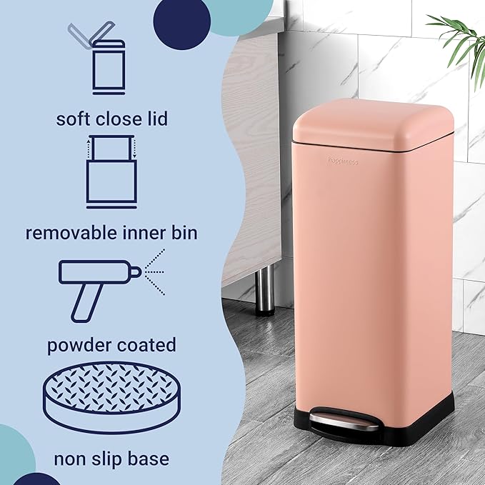 happimess HPM1007J Betty Retro 8-Gallon Step-Open Trash Can, Fingerprint - Image 3