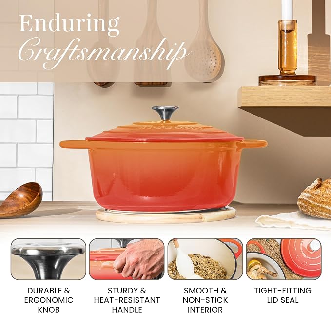 Cast Iron Pot with Lid – Non-Stick Ovenproof Enamelled Casserole Pot, Oven Safe - Image 7