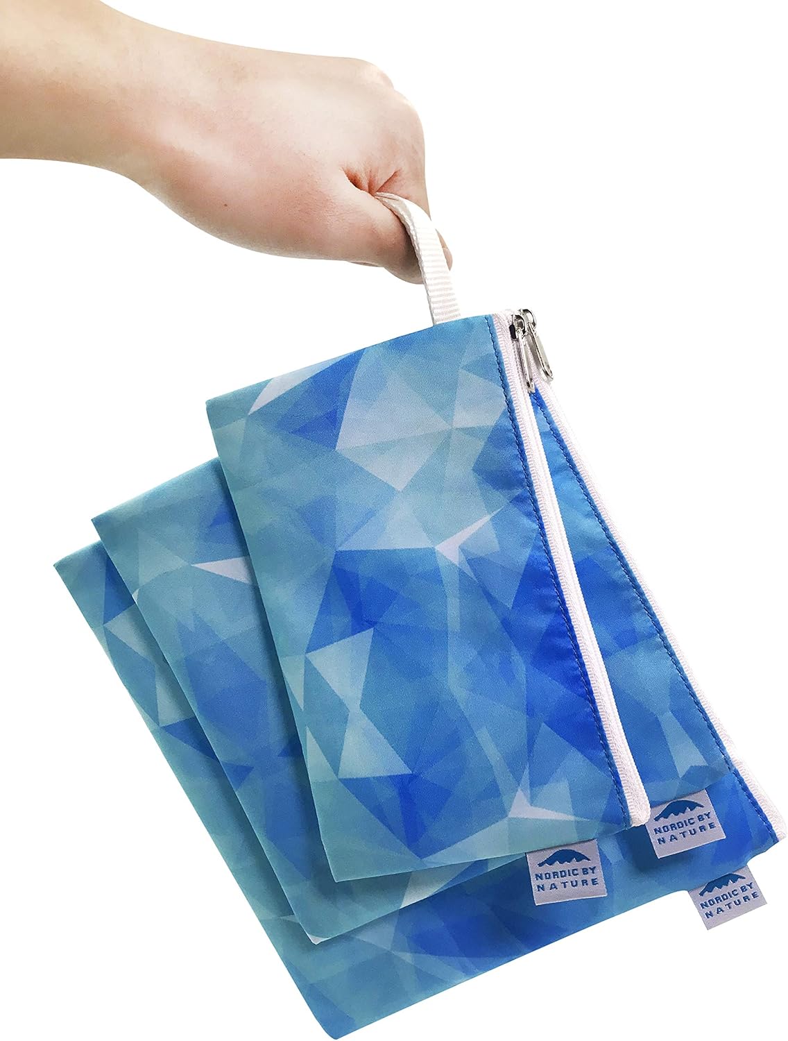 Nordic By Nature Reusable Sandwich Bag Snack Bags - Value Pack of 5 Dual Layer Lunch Baggies - Dishwasher Safe - Eco Friendly Cloth Wraps - Easy Open Zipper (Blue Ice)
