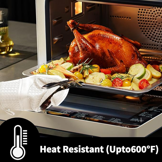 Hovico Silicone Oven Mitts, Heat Resistant 500F Kitchen Mitts 2PCS, 11.6" - Image 5