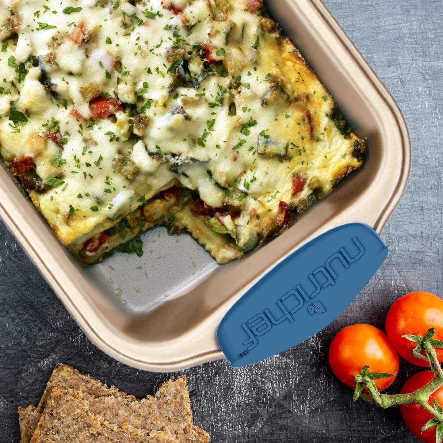 NutriChef 10-Piece Nonstick Bakeware Set - Premium Carbon Steel Baking Trays w/Heatsafe Silicone Handles, Includes Pizza Crisper, Loaf Pan, 12 & 24 Cup Muffin Pans, Round/Square Pans, Cookie Sheets