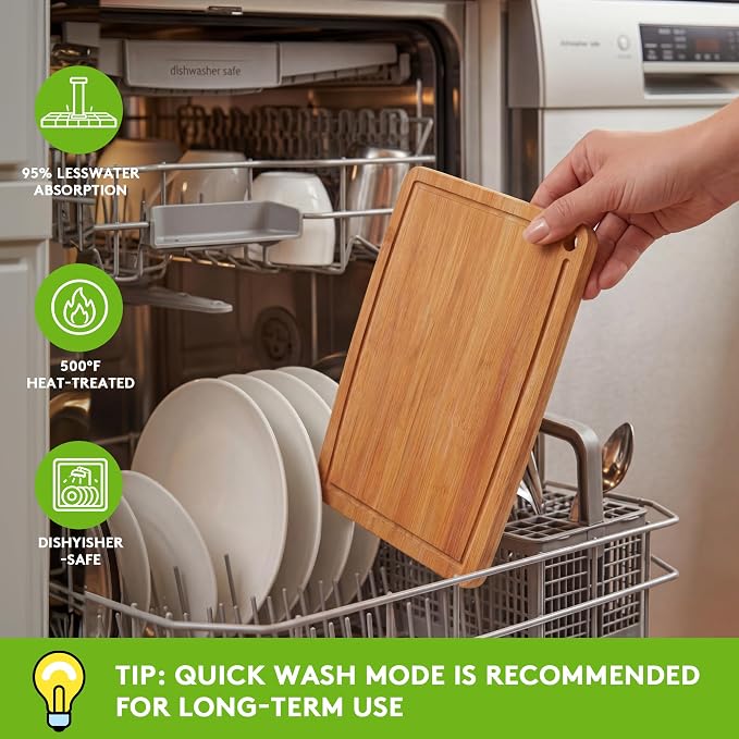 Bamboo Cutting Boards for Kitchen Set of 2, Carbonized Wood Cutting Board Set - Image 3