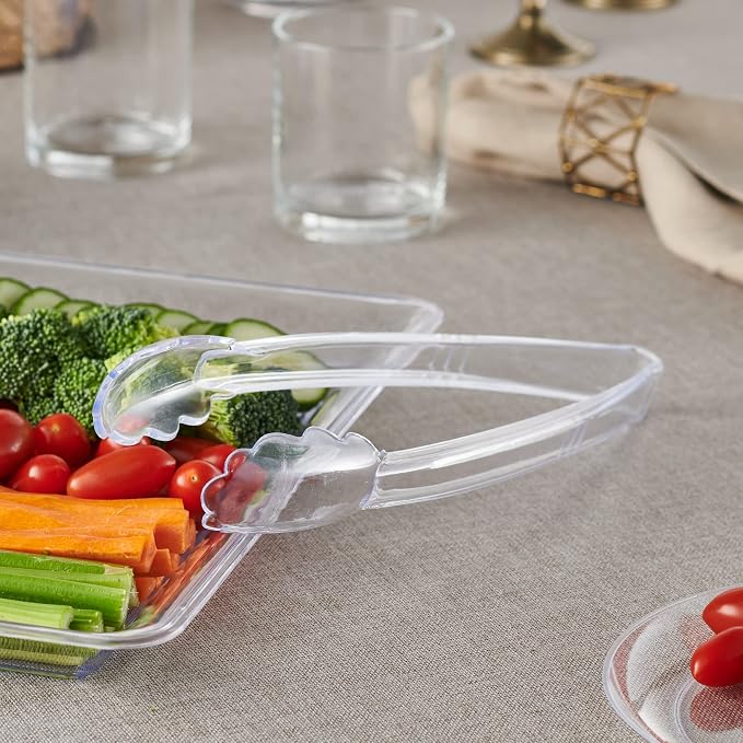 Plasticpro 9'' Serving Tongs Heavy Duty Reusable Kitchen and BBQ Clear Serving - Image 3