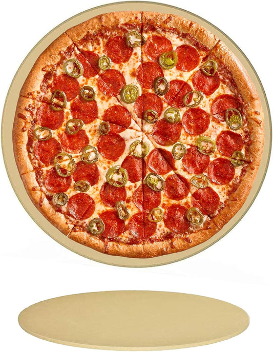 Onlyfire Heavy Duty Ceramic Pizza Grilling Stone, 15" Round Baking Stone for Best Crispy Crust Pizza, Perfect for Oven, BBQ and Grill, Thermal Shock Resistant