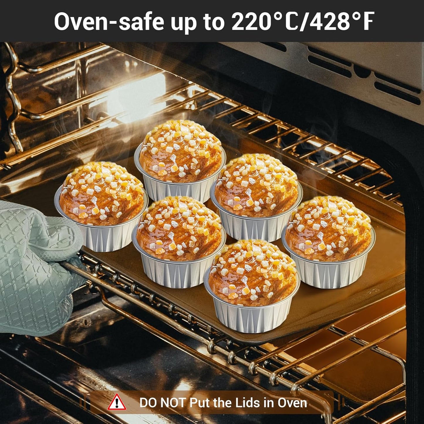 EUSOAR Disposable Creme Brulee Ramekins, Silver 60Packs 5oz Baking Cups with Lids Mini Muffin Liners, Dessert Cheesecake Pan Creme Brulee Cupcake Containers for Catering Gathering Club Wedding Party