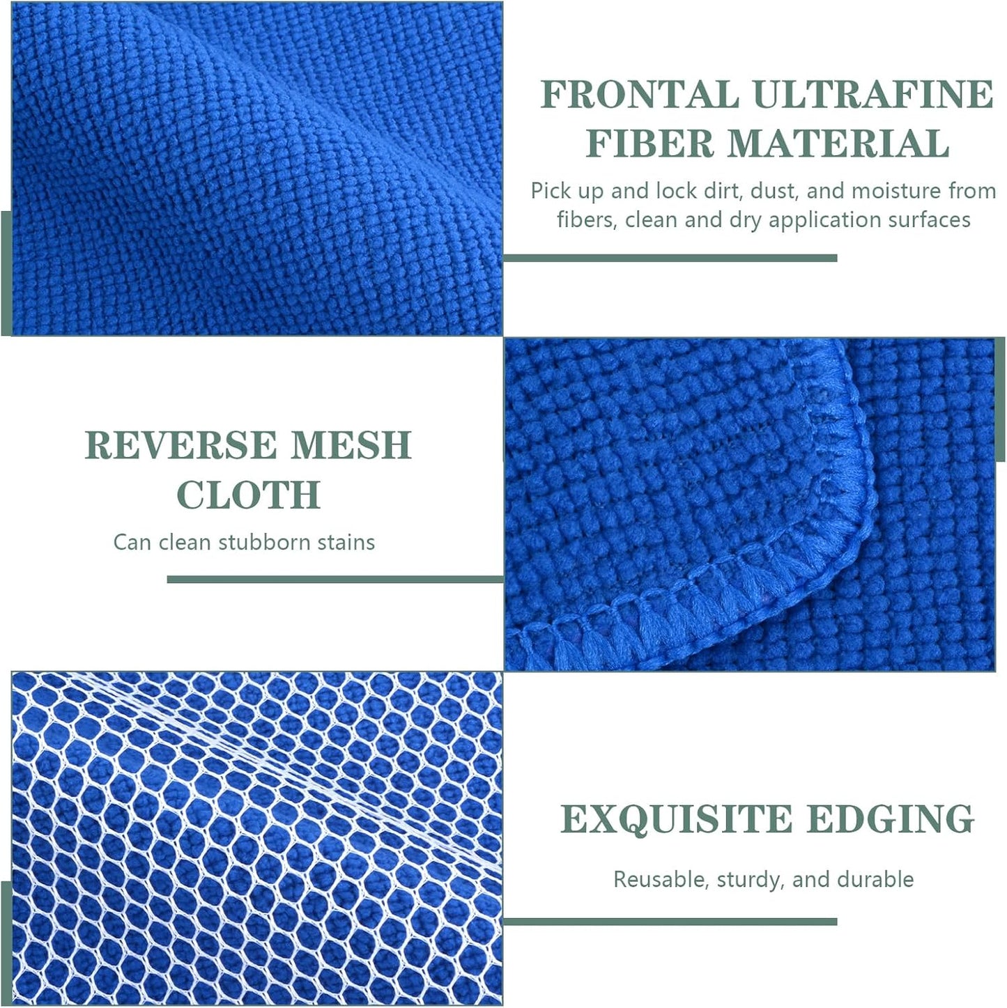 SINLAND Absorbent Microfiber Dish Cloths for Washing Dishes Best Kitchen Cloths Cleaning Cloths with Poly Scour Side 7.87Inchx7.87Inch 10 Pack Dark Blue