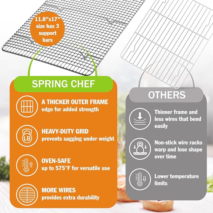 Spring Chef 11.5 x 16.5 Inch Stainless Steel Cooling Racks - Image 3