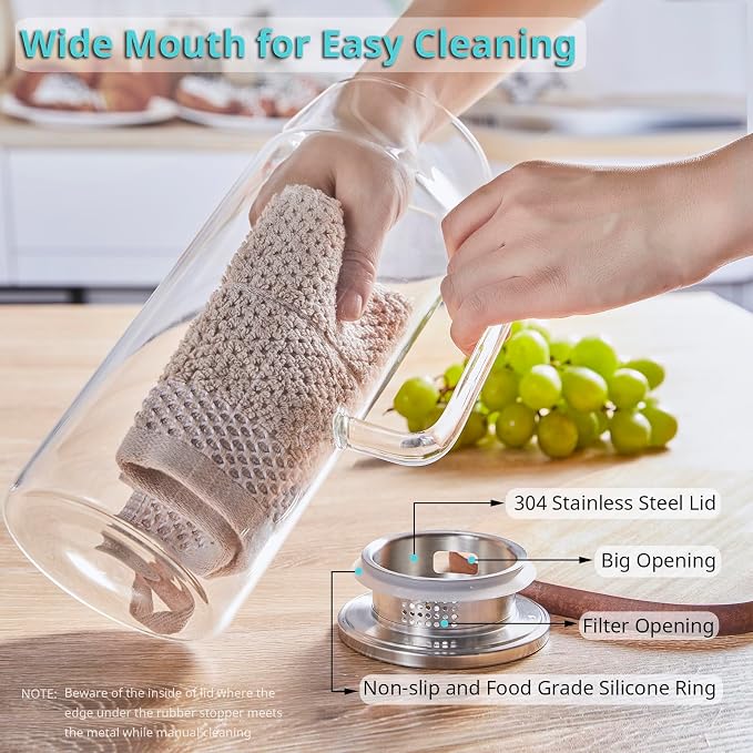 Bivvclaz 3 Pack 2 Liter 68 oz 2.1 Qt Glass Pitcher - Image 4