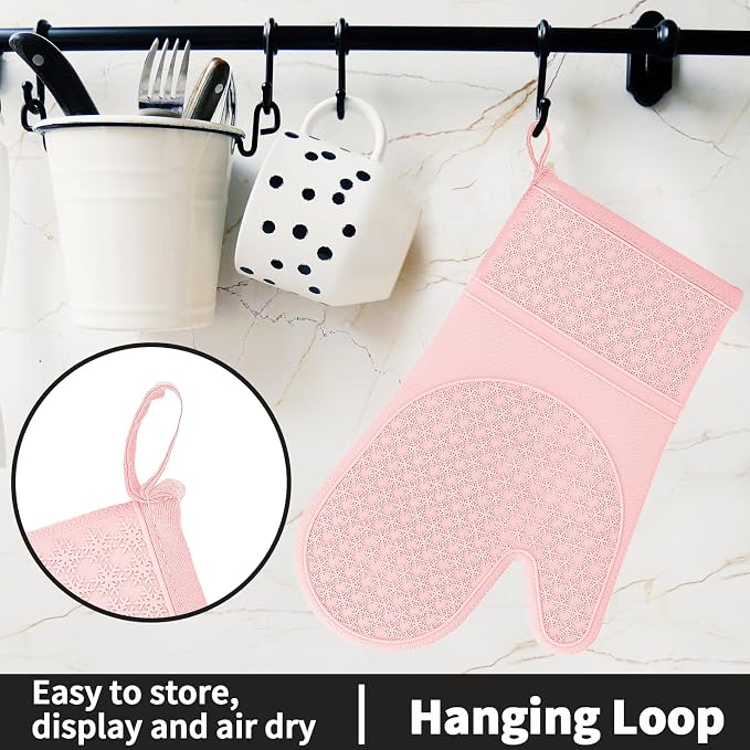 Hovico Silicone Oven Mitts, Heat Resistant 500F Kitchen Mitts 2PCS, 11.6" - Image 6