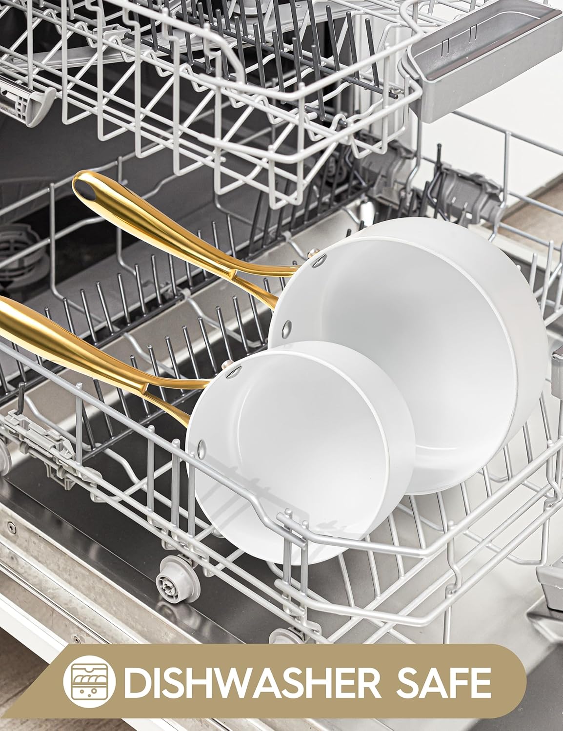 MICHELANGELO 2 Quart Saucepan with Lid, Nonstick Ceramic Sauce Pan with Ergonomic Handle, 2 Qt Small Pot, Oven-Safe, Induction-Compatible, White