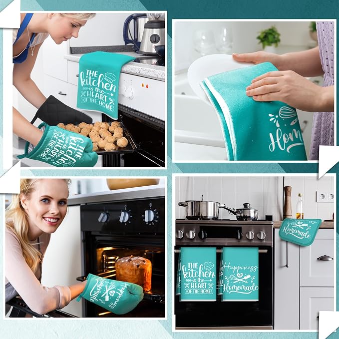 Sratte 6 Pcs Kitchen Decor Accessories Set Farmhouse Towels Pot Holders Oven - Image 4