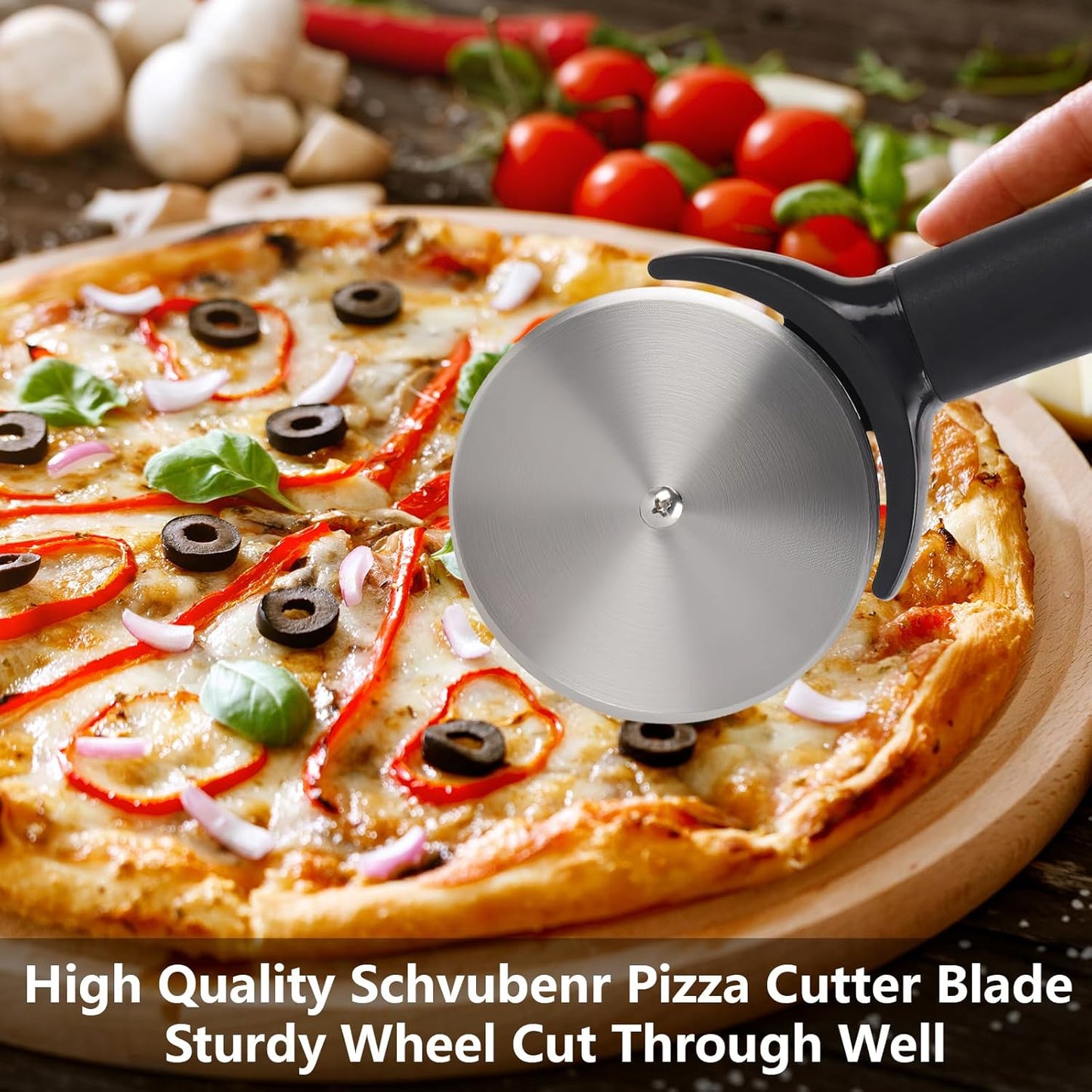 Pizza Cutter Wheel, Stainless Steel Pizza Cutter With Wheel Slicer, Pizza Slicer With Lid for Kitchen, Slip Resistant Handle