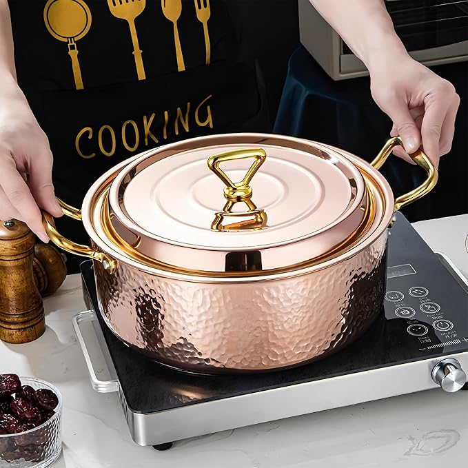 YJX 4.2QT Hammered Stock Pot - Image 8