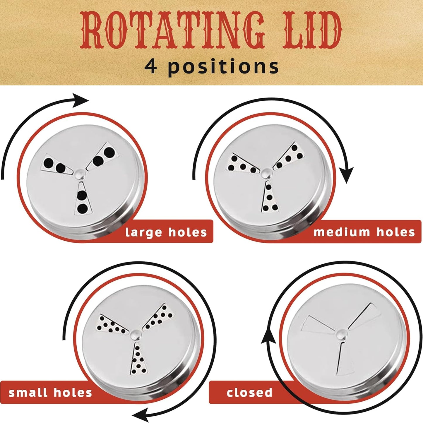 CUSINIUM [Pack of 6] 14 oz Seasonings Spice Shakers - BBQ Dry Rub Shakers - Cooking Dredge with Adjustable Fan-Style Lid and Handles