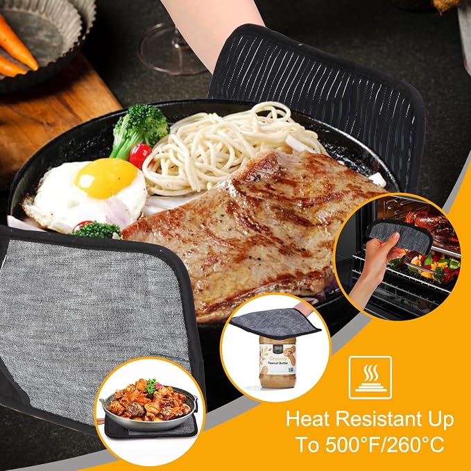 4PCS TIPTAP Oven Mitts, Kitchen Oven Mitts Set, Non Slip Cotton Oven Mitt and - Image 3