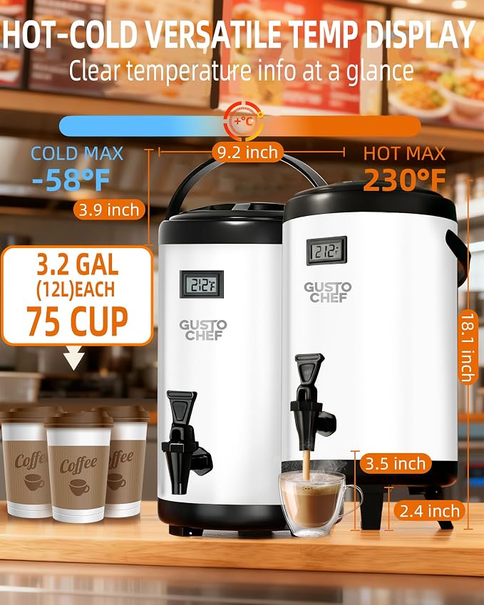 Insulated Beverage Dispenser 3 Gallon, Hot&Cold Drink Dispenser - Image 5