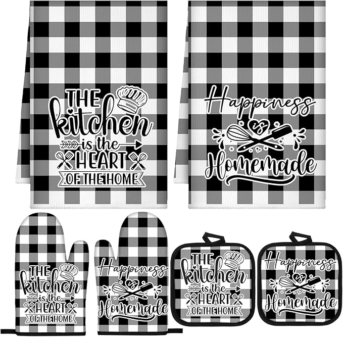 Sratte 6 Pcs Kitchen Decor Accessories Set Farmhouse Towels Pot Holders Oven by Sratte