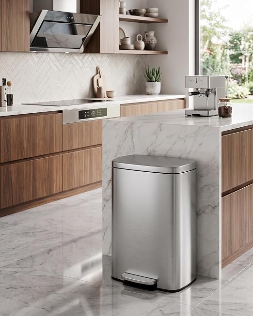 Garvee 13 Gal / 50 L Step-On Trash Can, Stainless Steel Kitchen Garbage Can by Garvee