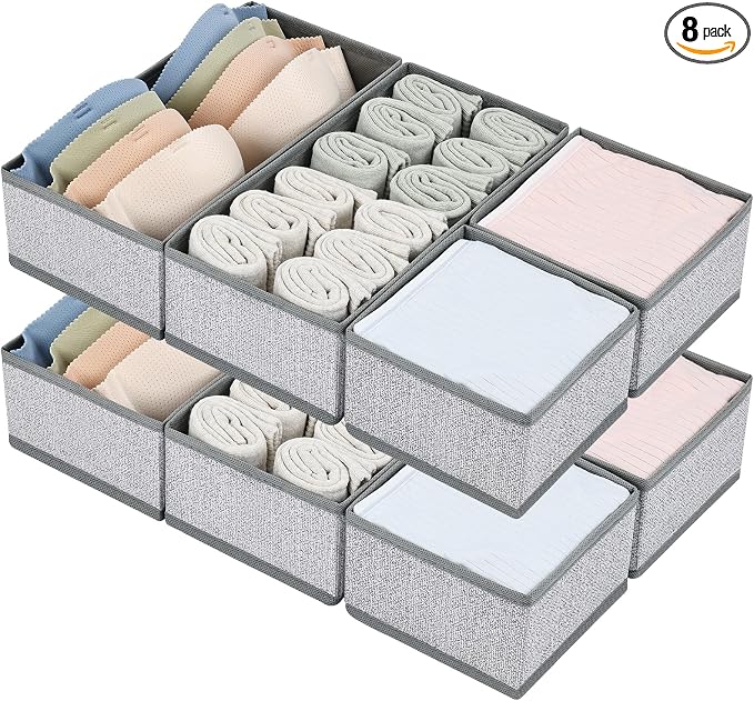 DIMJ Drawer Organizer Clothes Set of 8, Foldable Closet Drawer Bins, Underwear by DiMJ