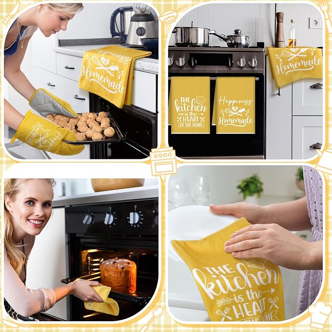 Sratte 6 Pcs Kitchen Decor Accessories Set Farmhouse Towels Pot Holders Oven - Image 5