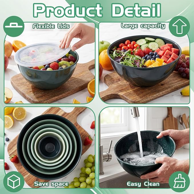 LemonRoad 6 Pcs Plastic Mixing Bowl Set - Image 4