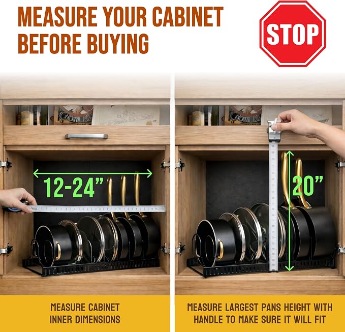 Norcalway Adjustable Bakeware Pots and Pans Organizer Under Cabinet, 14 - Image 2