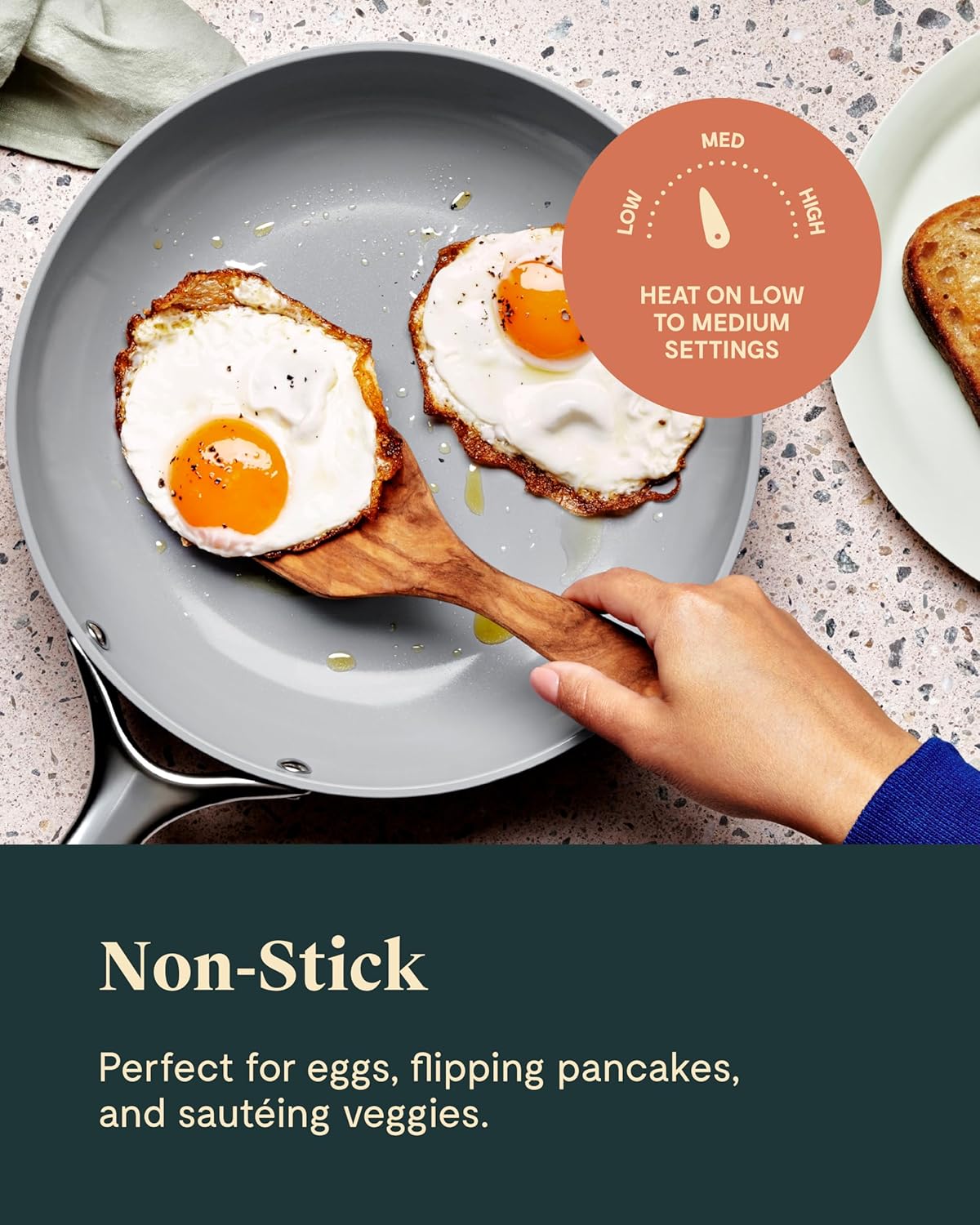 Caraway Nonstick Ceramic Frying Pan With Glass Lid (2.7 qt, 10.5") - Non Toxic, PTFE & PFOA Free - Oven Safe & Compatible with All Stovetops (Gas, Electric & Induction) - Gray