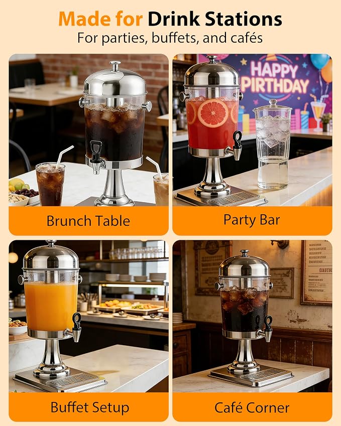 Beverage Dispenser with Stand, 2 Gallon Drink Dispenser - Image 7