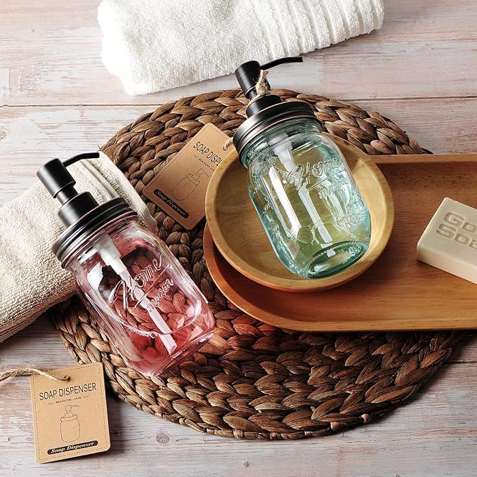 Amolliar Mason Jar Liquid Soap Dispenser, 16 OZ Lotion Glass Dispenser - Image 7