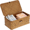 Sumnacon Wicker Basket with Lid Rectangle Woven Baskets by Sumnacon