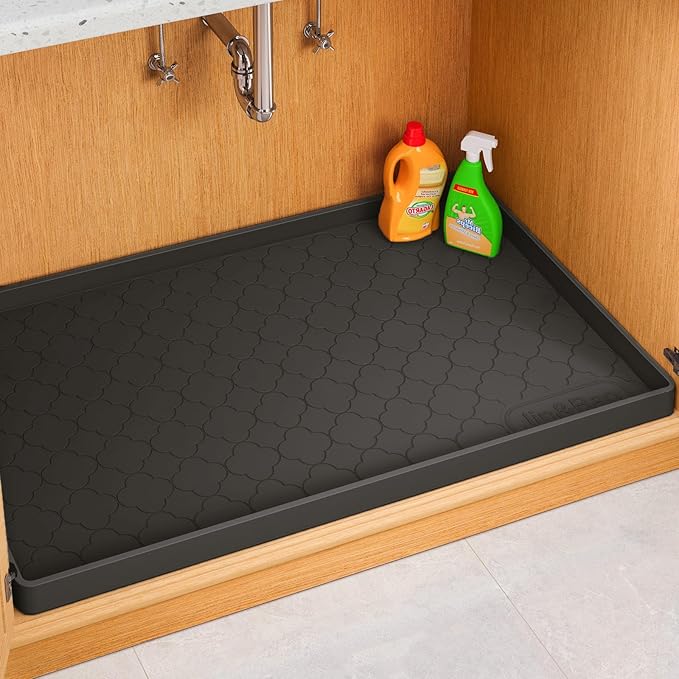 Jin&Bao Waterproof Under Sink Mat 28" x 19", Thick Silicone Mat Cabinet by Jin%26Bao