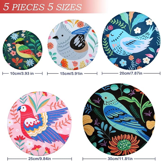5 Pieces Bowl Covers Reusable, 5 Size Elastic Cloth Bowl Covers - Image 2