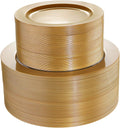 I00000 102 Pieces Solid Gold Disposable Plates, Gold Plastic Plates Premium Plastic Party Plates Includes: 51 Dinner Plate 10.25 Inch and 51 Salad/Dessert Plate 7.5 Inch for Wedding & Party