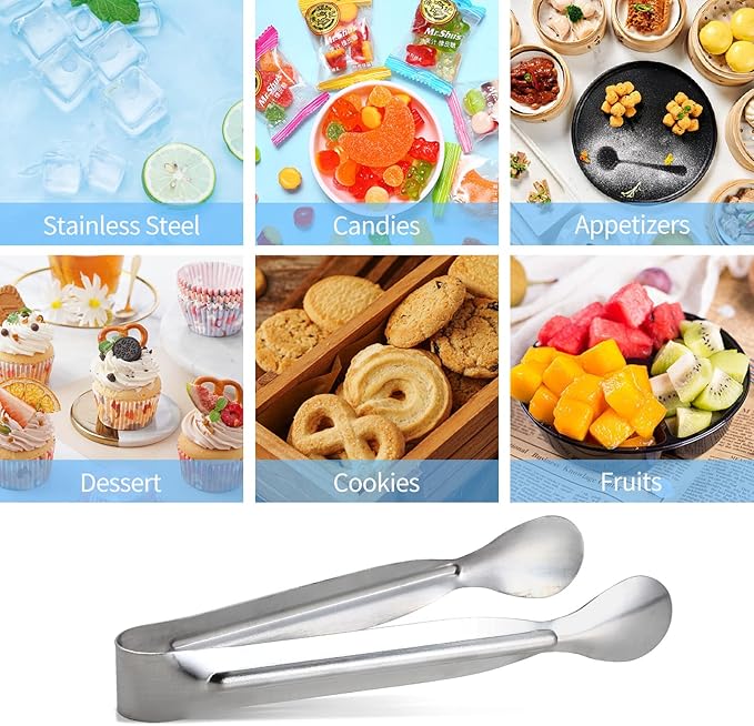 18PCS Mini Tongs for Appetizers, 5Inch Serving Tongs, Ice Tong Appetizer Tong - Image 5