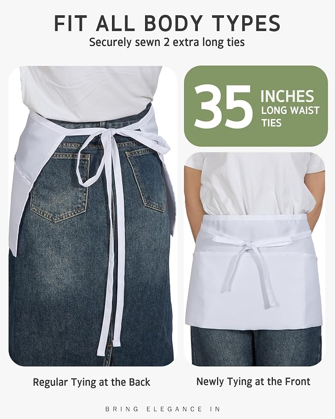 Syntus Server Apron for Men Women, Waitress Waist Apron - Image 5