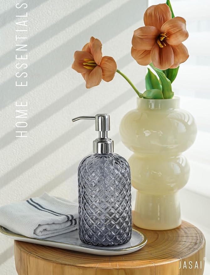 JASAI 18Oz Gray Glass Soap Dispenser - Image 6
