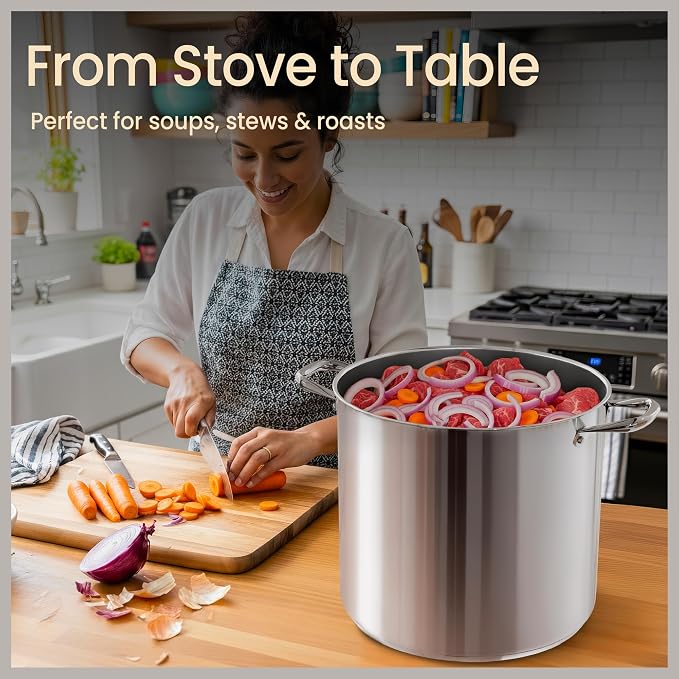 Stainless Steel Stockpot with Tempered Glass Lid 20 Quart, Durable 18/0 - Image 5