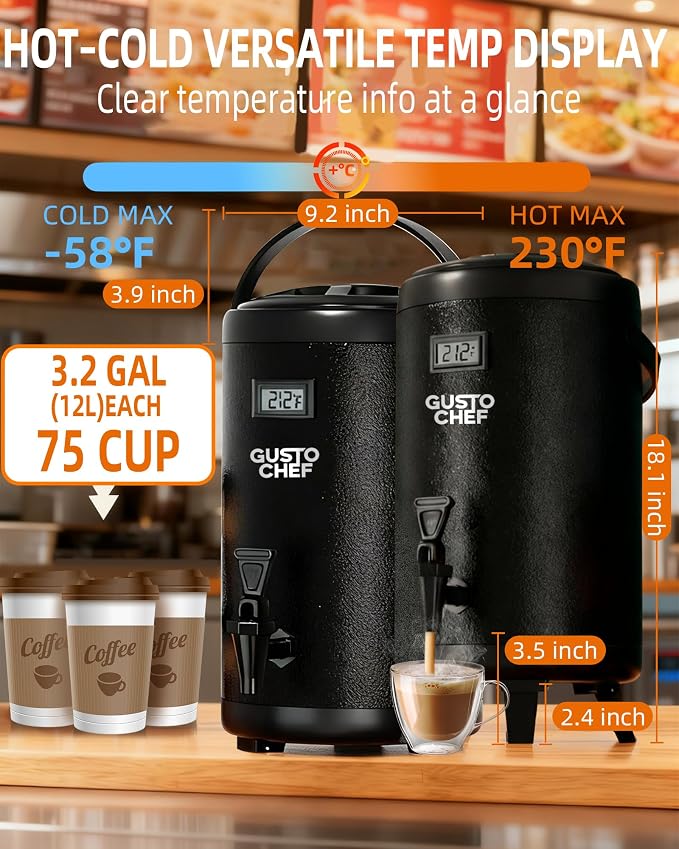 Insulated Beverage Dispenser 3 Gallon, Hot&Cold Drink Dispenser - Image 5