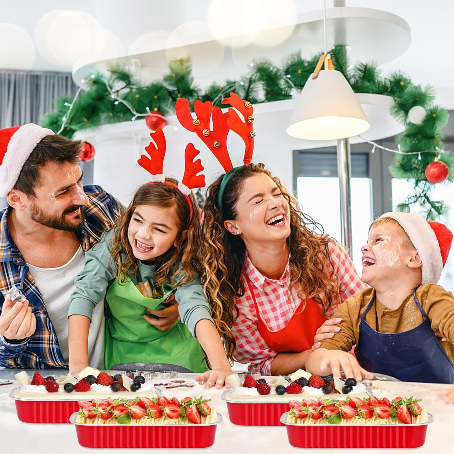 LNYZQUS Disposable Mini Cake Pans with Lids 100 Pack, 6.8oz Rectangle Mini Loaf Pan Baking Cups Muffin Tin,Aluminum Foil Cupcake Baking Tins Containers for Christmas New Year-Red