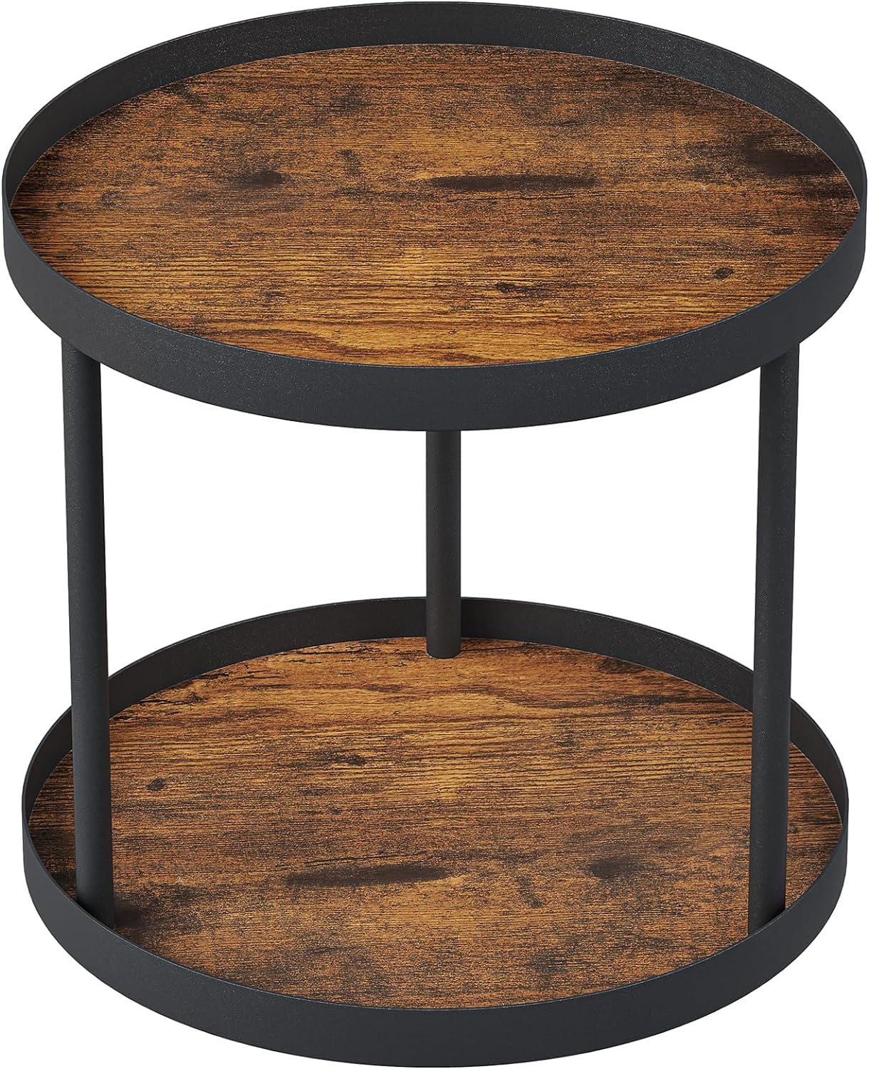 Giikin 2 Tier Lazy Susan Organizer, Two Tier Lazy Susan Turntable for Kitchen Countertop Spice Rack Organizer (Rustic Brown, 9.8" x 9.8" x 8.8")