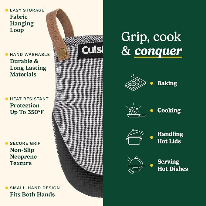 Cuisinart Heritage Mini Oven Mitts – 5.5” x 7” Heat-Resistant Kitchen Mitts - Image 5