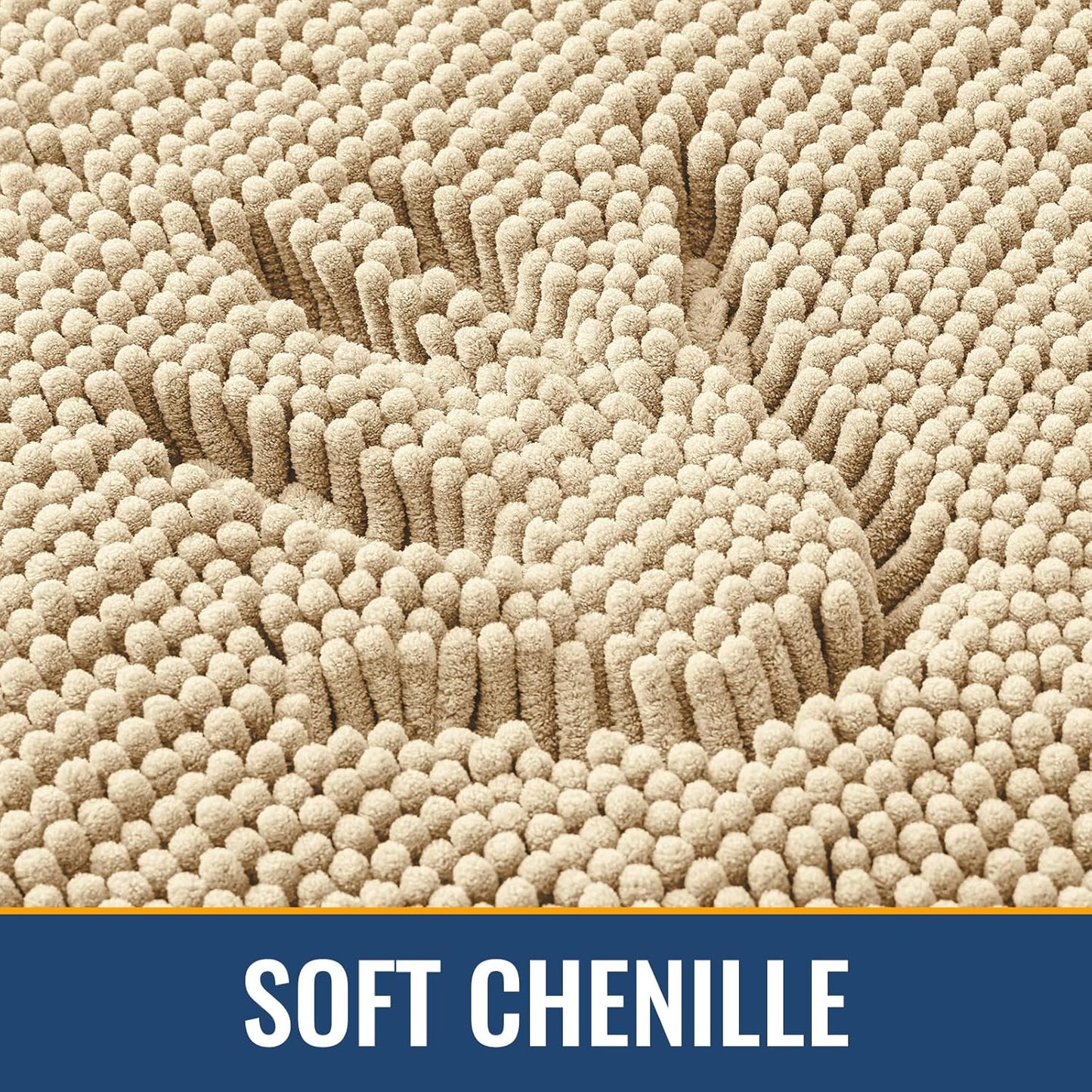 Arotive Bathroom Rugs 44x24, Extra Soft Absorbent Shaggy Chenille Bath Rugs, Machine Washable Rubber Backing Non-Slip Bath Mats for Bathroom Floor Tub and Shower, Home Decor Accessories, Beige