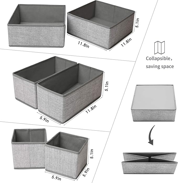 Criusia Foldable Underwear Drawer Organizer, Closet Dividers, Storage Box - Image 4