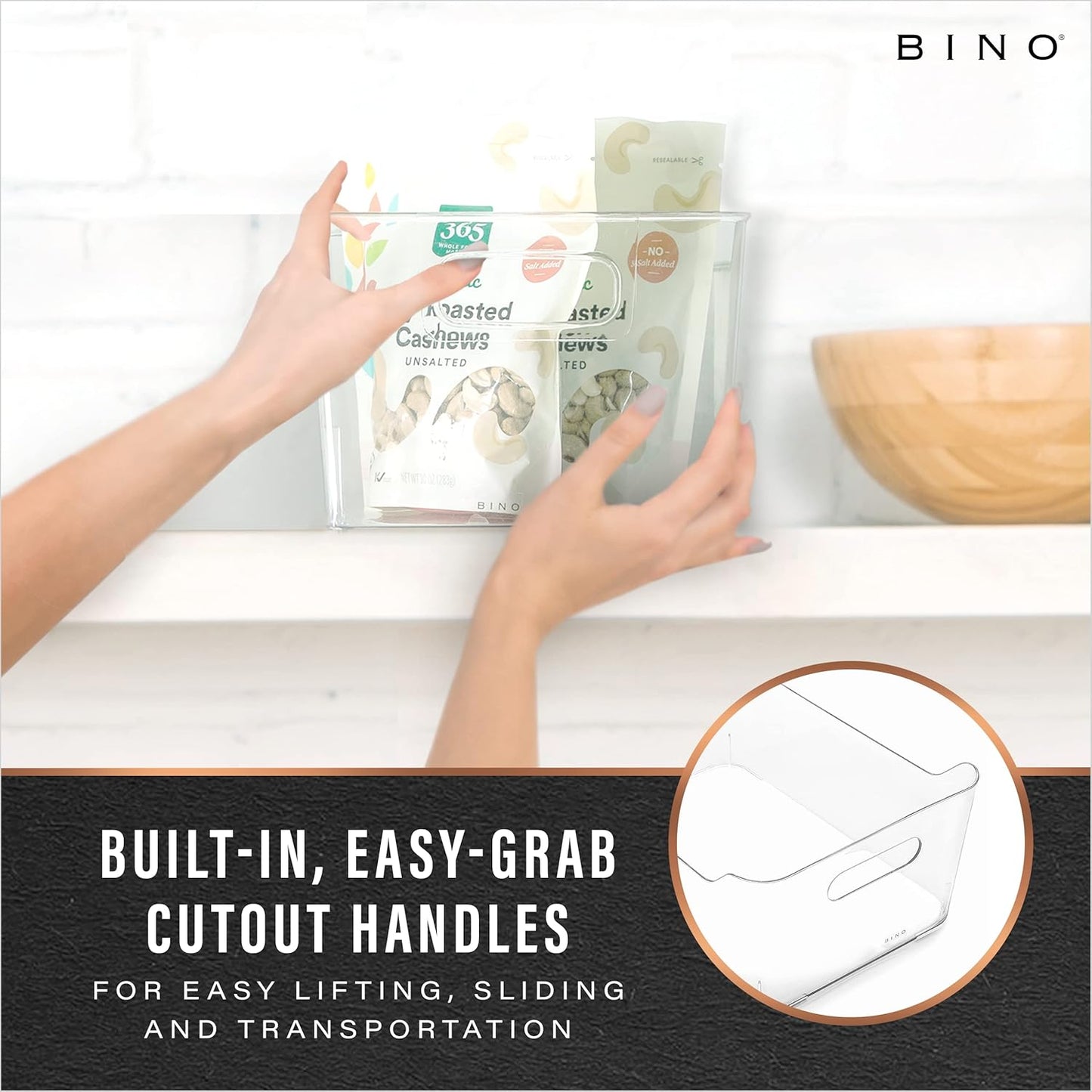 BINO | The SOHO Collection Plastic Storage Bins, X-Small - 2 Pack, Clear | Pantry and Fridge Organizer Containers, Kitchen Cabinet and Medicine Cabinet Bins