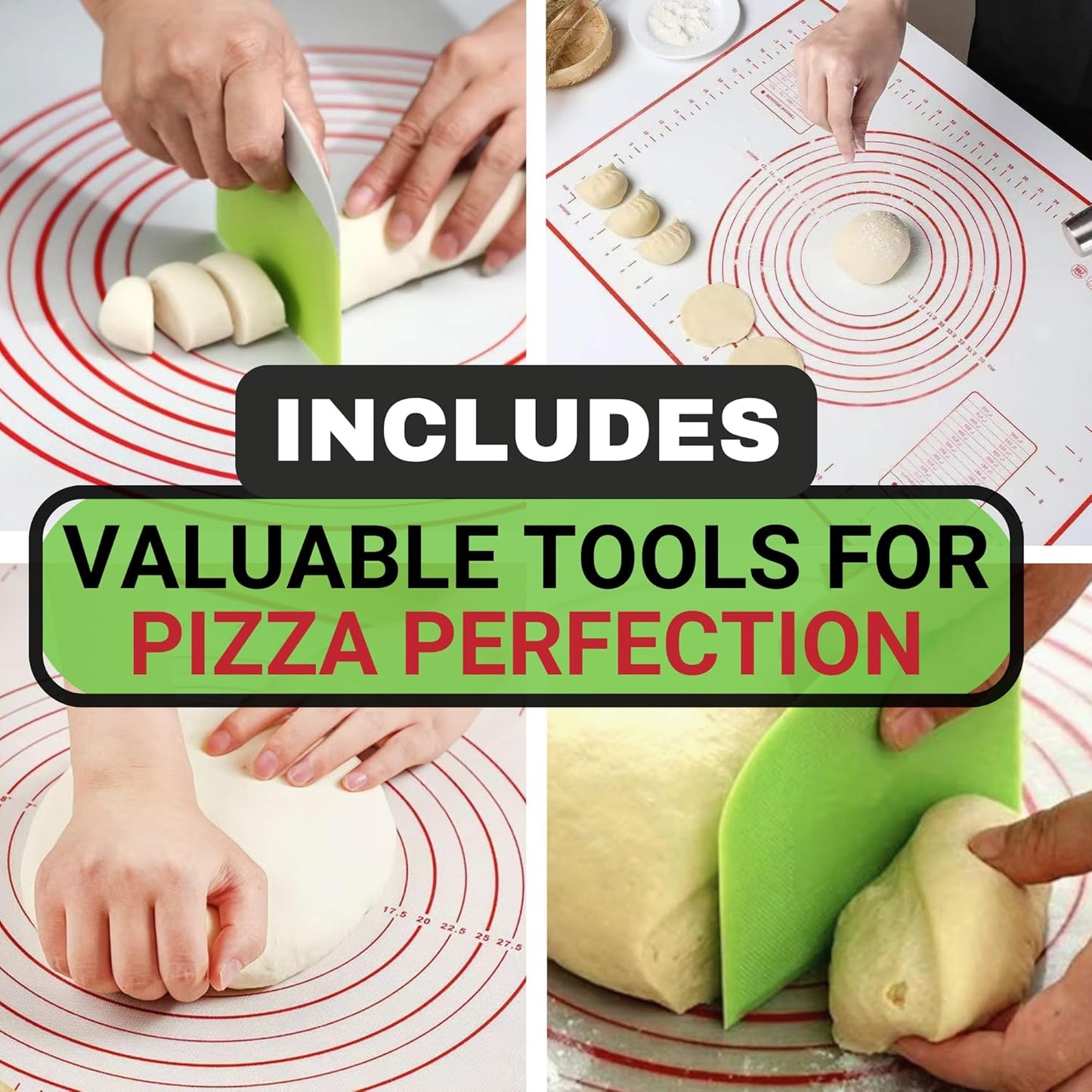 Large 20 inch Baking Stone for Oven, with Silicone Mat and Dough Tool - Pizza Stone for Grill - Rectangular Pizza Oven Stone - Bread Baking Stone - Thick Heavy Duty Stone 20" x 13.5" x 0.6"