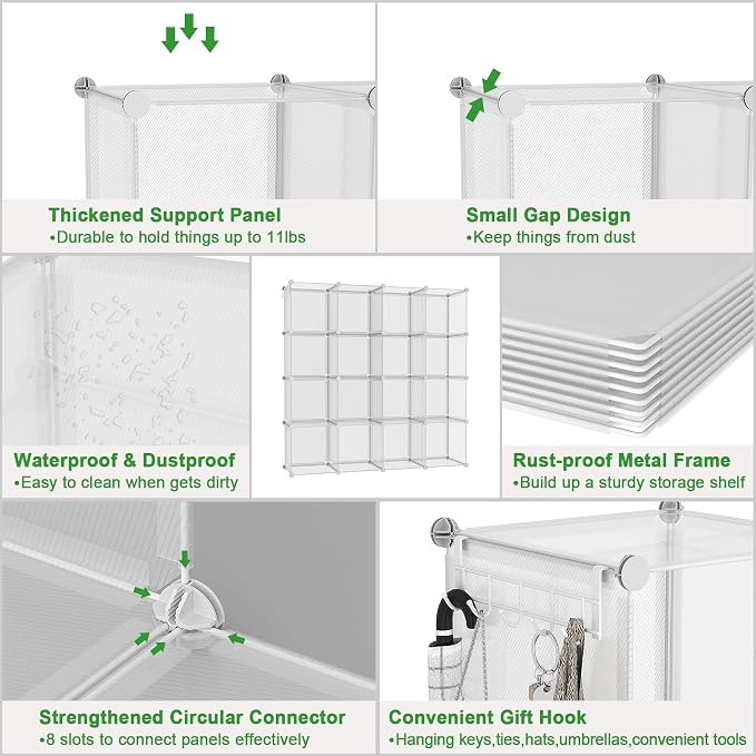C&AHOME Cube Storage Organizer, 16-Cube Shelves Units, Plastic Storage Cubes - Image 6